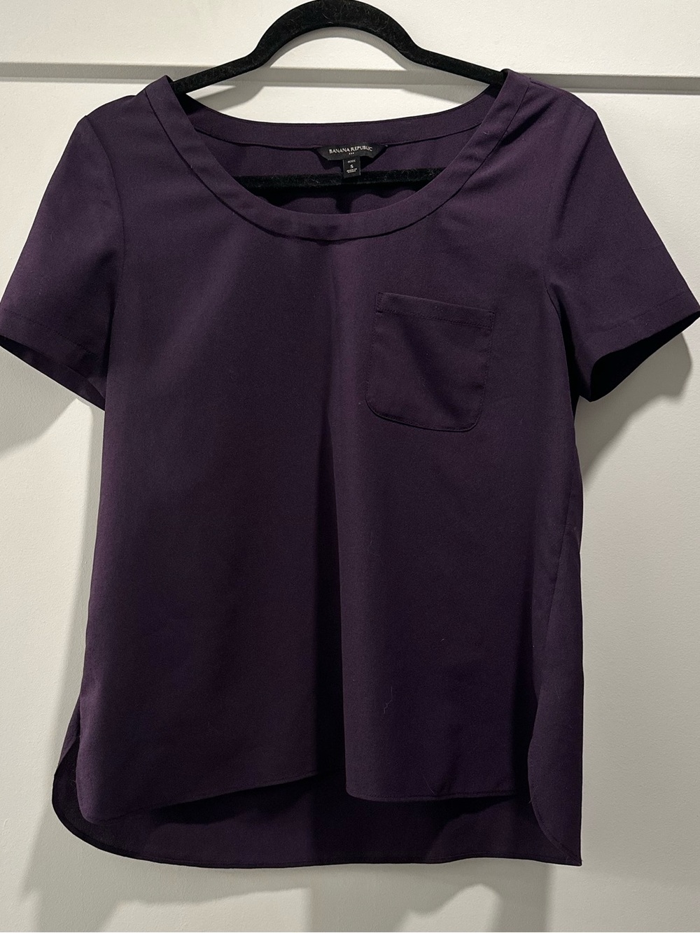 Banana Republic Deep Purple Short Sleeve Pocket Top